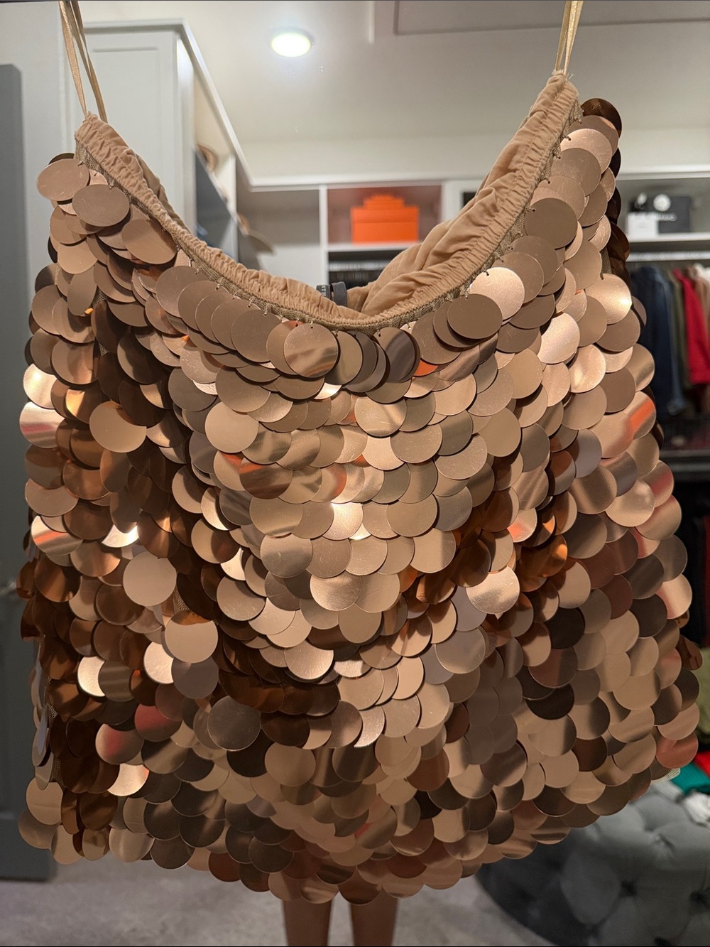 Rose Gold Sequin strapless top